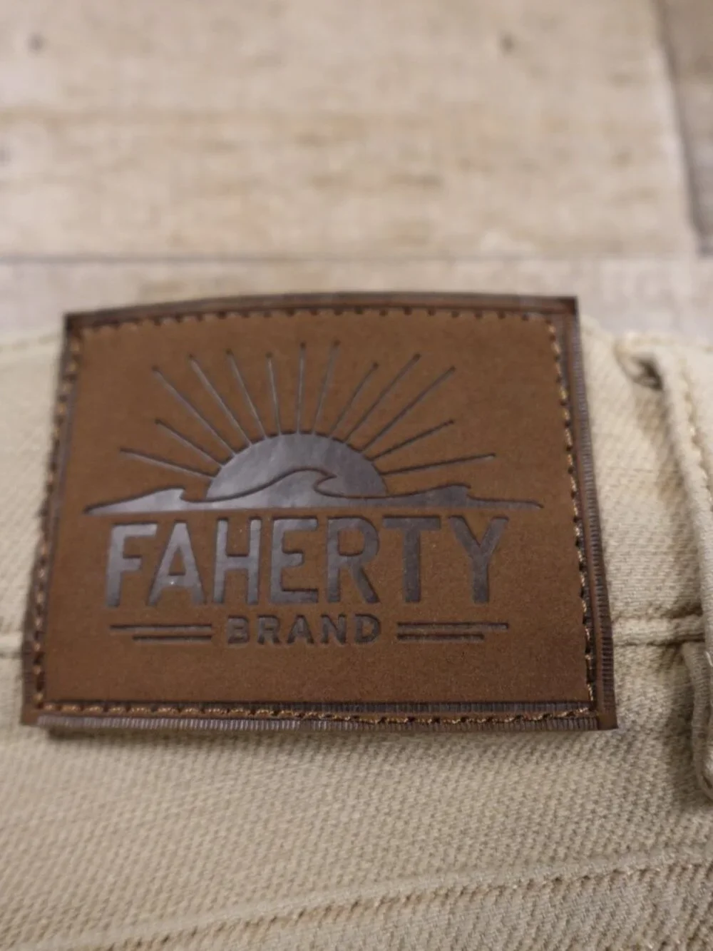 Faherty Brand Five-Pocket Pants Men’s 33 Beige Khaki Stretch Casual Straight